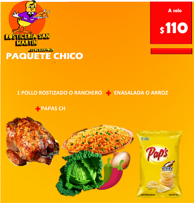 Elige entre nuestros estilos de pollo: rostizado, ranchero a a la diabla